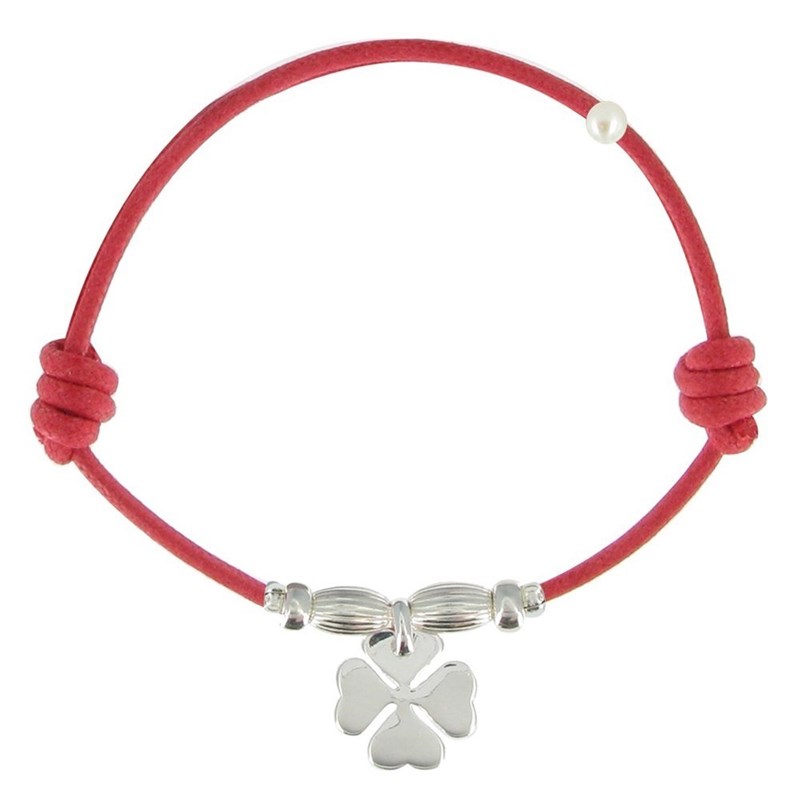 Bracelet Lien Trèfle Argent 925 - Classics - Rouge