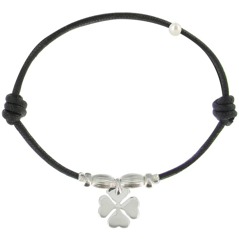 Bracelet Lien Trèfle Argent 925 - Classics - Noir