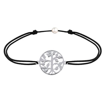 Bracelet Lien Arbre de Vie Argent 925 - Noir
