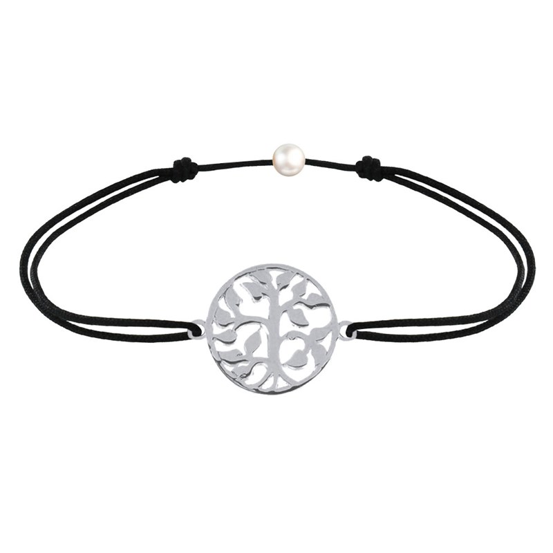 Bracelet Lien Arbre de Vie Argent 925 - Noir