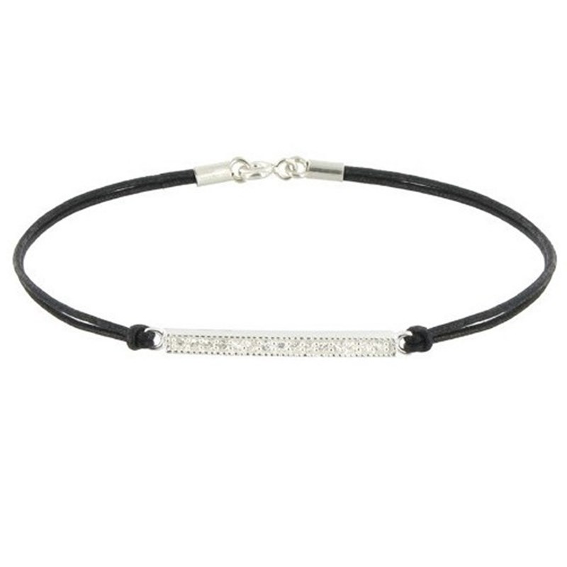 Bracelet Lien Barrette Argent 925 et Strass - Classics - Noir