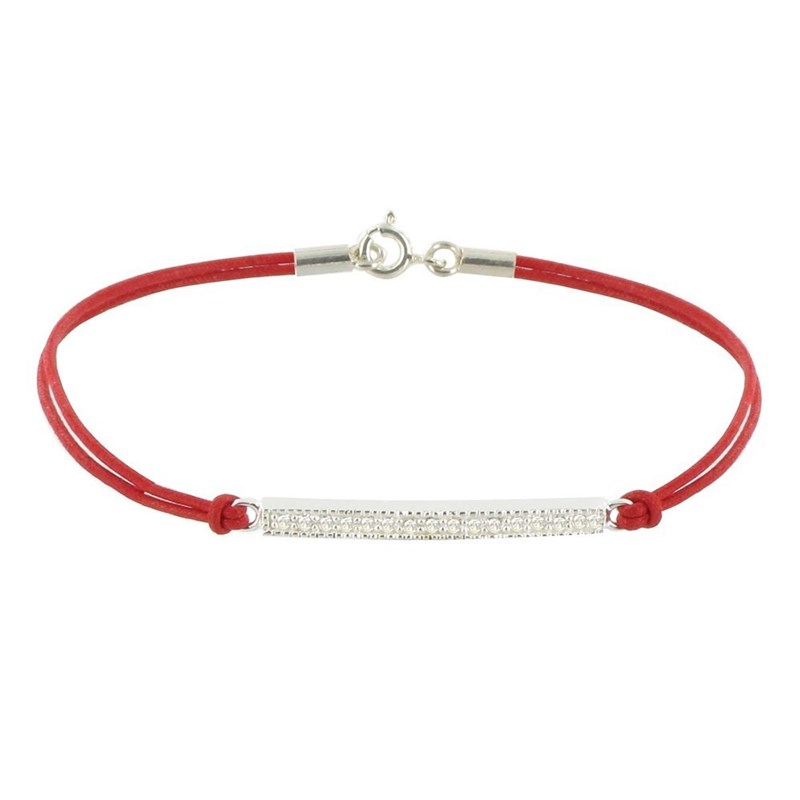 Bracelet Lien Barrette Argent 925 et Strass - Classics - Rouge