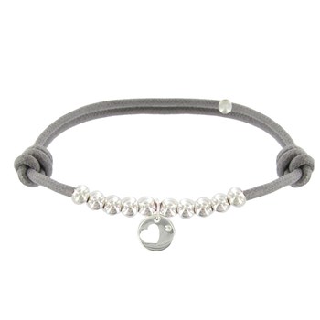 Bracelet Lien Médaille Coeur et Perles en Argent 925 - Classics - Gris