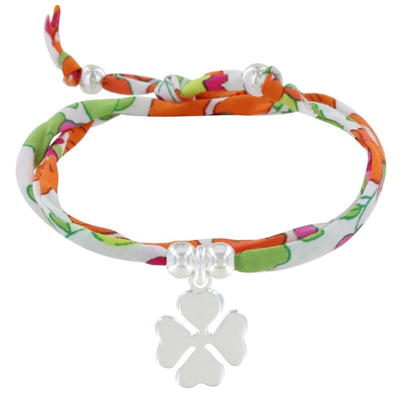 Bracelet Double Tour Lien Liberty et Trèfle Argent 925 - Classics - Orange