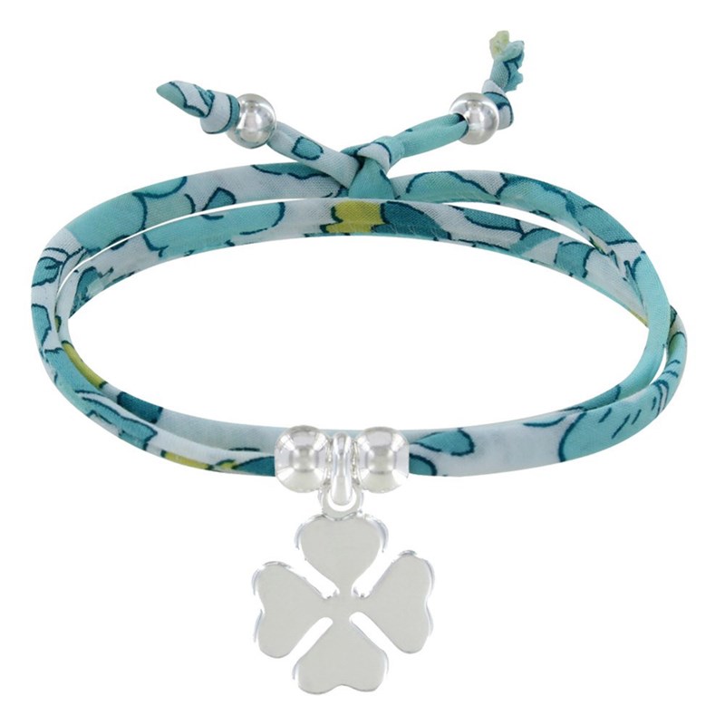 Bracelet Double Tour Lien Liberty et Trèfle Argent 925 - Classics - Vert