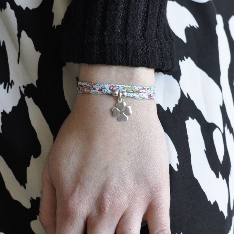 Bracelet Double Tour Lien Liberty et Trèfle Argent 925 - Classics - Vert - vue 3