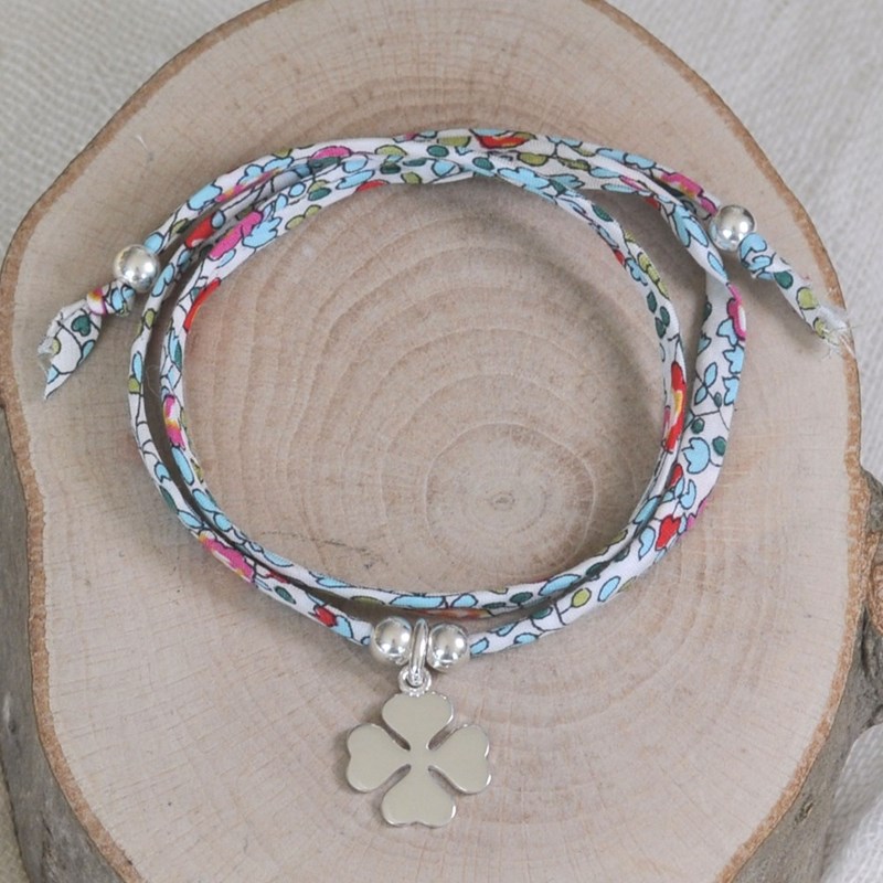 Bracelet Double Tour Lien Liberty et Trèfle Argent 925 - Classics - Vert - vue 4