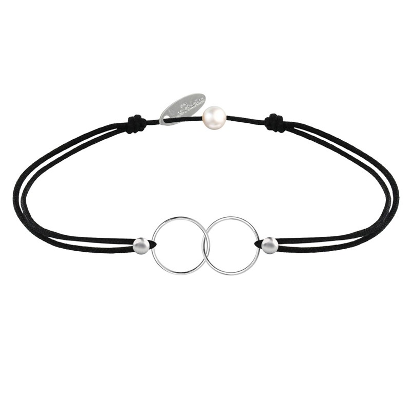 Bracelet Lien Argent 925 Anneaux Toi et Moi - Classics - Noir