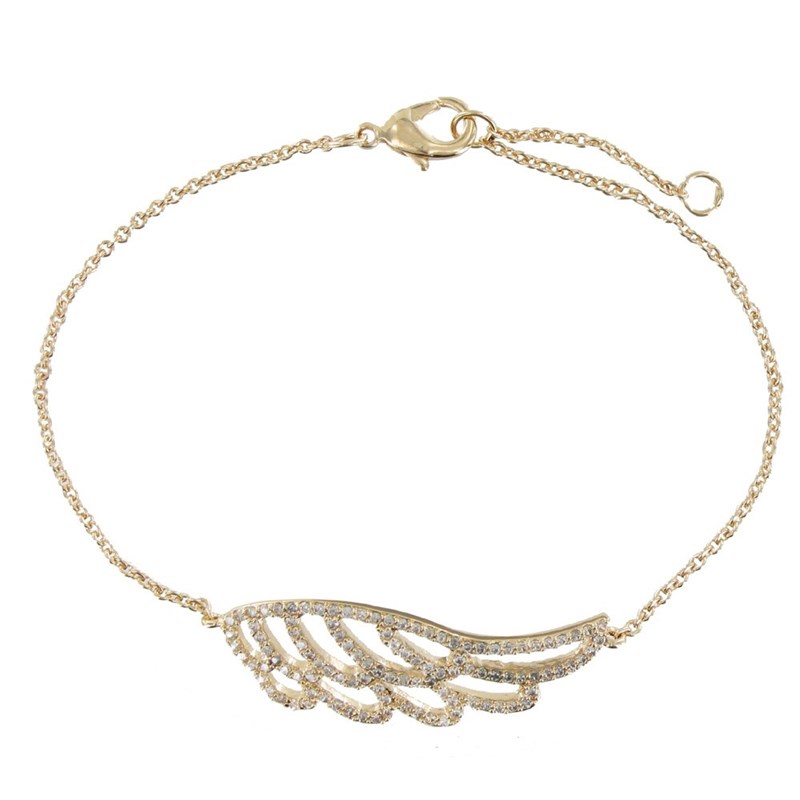 Bracelet Plaqué Or Aile d'Ange et Strass