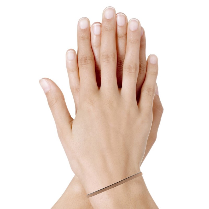 Bracelet Femme Cuir Simple Plat Fermoir Acier Inoxydable - Marron clair - vue 2