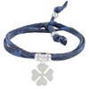 Bracelet Double Tour Lien Etoiles et Trèfle Argent - Colors - Bleu Jean - vue V1