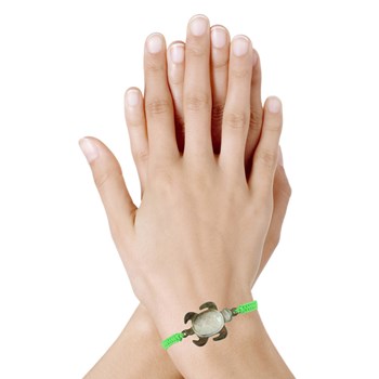 Bracelet Tortue Nacre Grise Lien Tréssé - Vert