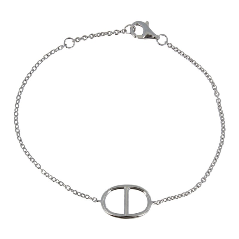 Bracelet Argent 925 Rhodié Anneau Marin