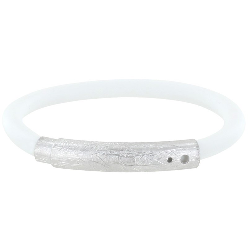 Bracelet Argent 925 Brossé et Silicone - Classics - Blanc