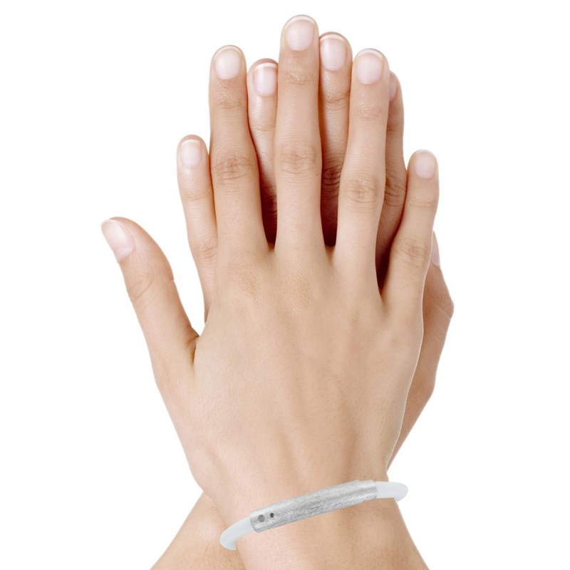 Bracelet Argent 925 Brossé et Silicone - Classics - Blanc - vue 3