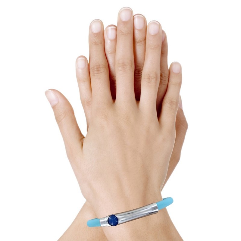 Bracelet Argent 925 Bille et Silicone - Classics - Turquoise - vue 3