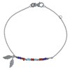 Bracelet Argent Rhodié Petite Plume et Perles Bleu Rouge Turquoise - vue V1