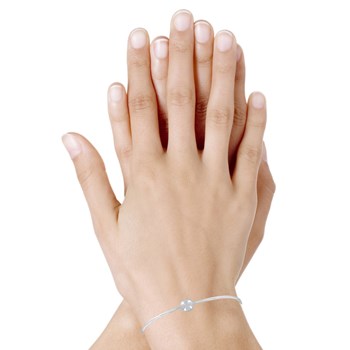 Bracelet Argent 925 Rhodié Demi Jonc et Perle