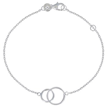 Bracelet Argent 925 Rhodié Deux Cercles