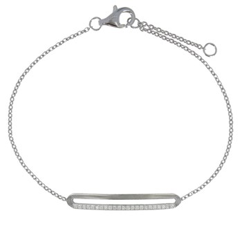Bracelet Argent 925 Rhodié Rectangle Ajouré et Strass