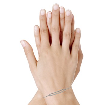 Bracelet Argent 925 Rhodié Rectangle Ajouré et Strass