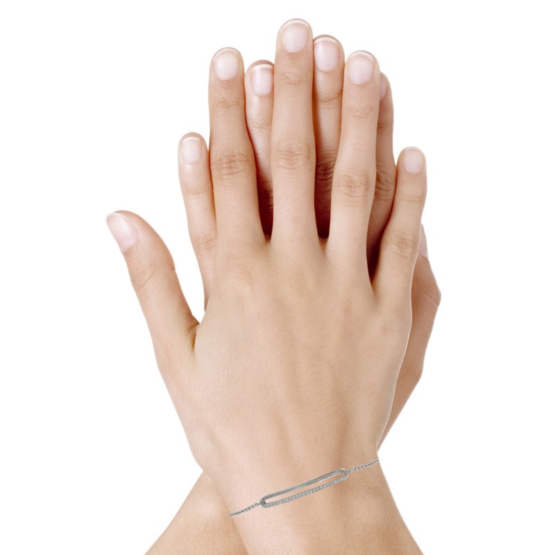 Bracelet Argent 925 Rhodié Rectangle Ajouré et Strass - vue 2