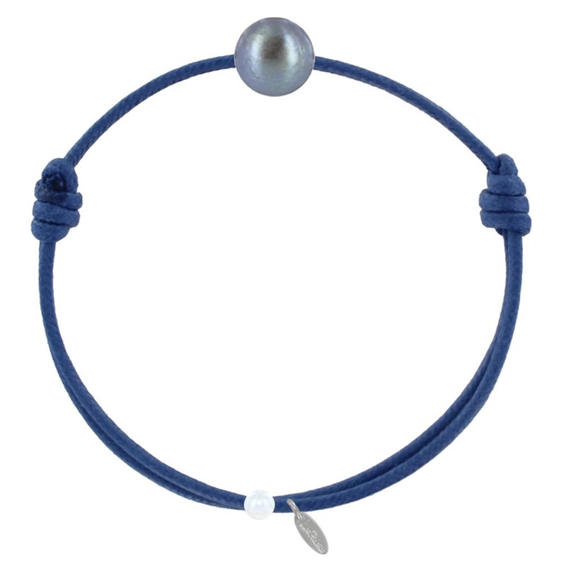 Bracelet La Perle de Culture Noire des Poulettes - Classics - Bleu Jean