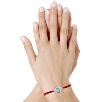 Bracelet Lien Elastique Oeil de Sainte Lucie Rond Argent 925 - Rouge