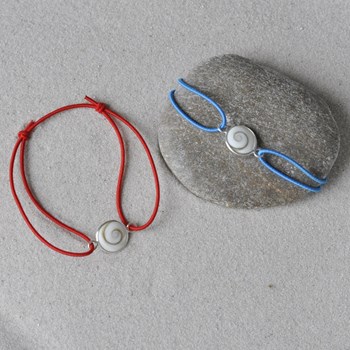 Bracelet Lien Elastique Oeil de Sainte Lucie Rond Argent 925 - Rouge