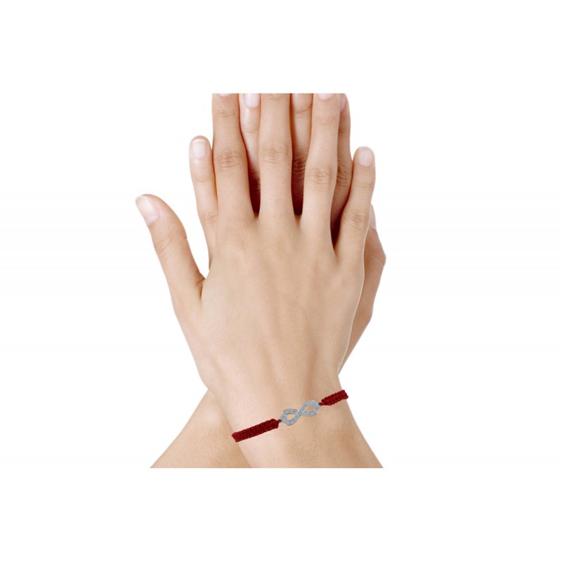 Bracelet Argent 925 Infini et Strass Lien Tréssé - Classics - Rouge - vue 2