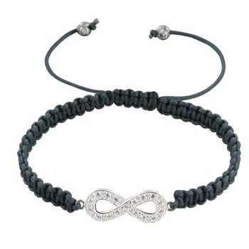 Bracelet Argent 925 Infini et Strass Lien Tréssé - Classics - Gris