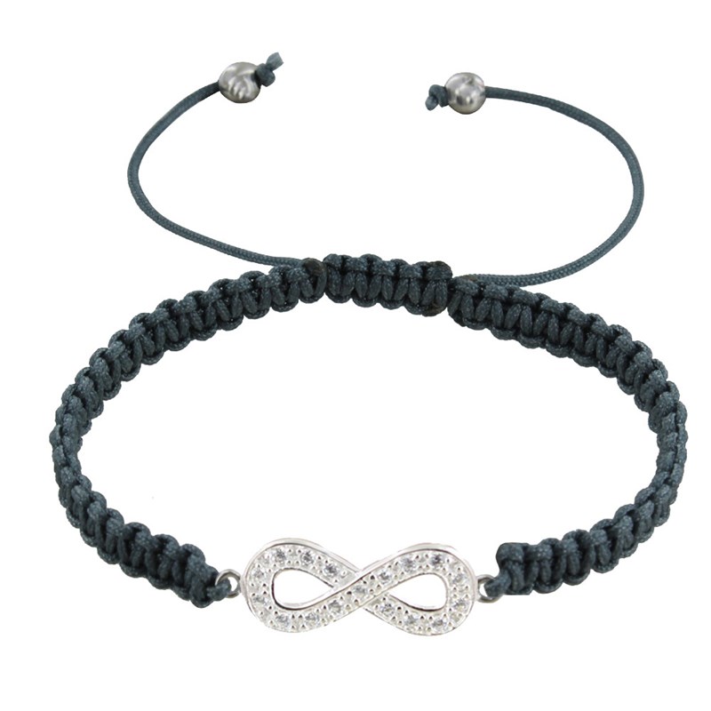 Bracelet Argent 925 Infini et Strass Lien Tréssé - Classics - Gris