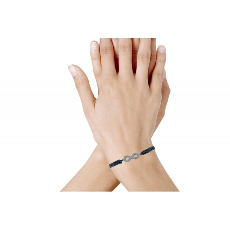 Bracelet Argent 925 Infini et Strass Lien Tréssé - Classics - Gris - vue 2