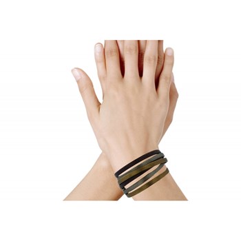 Bracelet Cuir Trois Lanières Or Argent Bronze Fermoir Acier Inoxydable