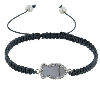 Bracelet Poissson de Nacre et Strass Lien Tréssé Gris