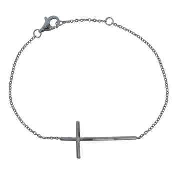 Bracelet Argent 925 Rhodié Grande Croix