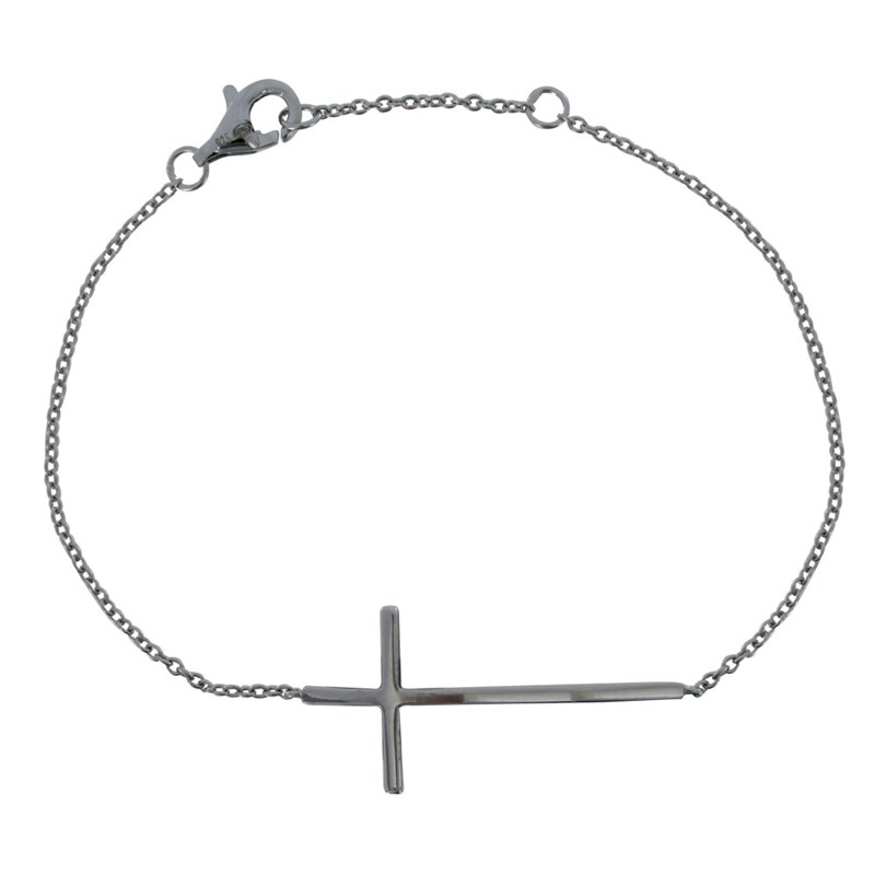 Bracelet Argent 925 Rhodié Grande Croix