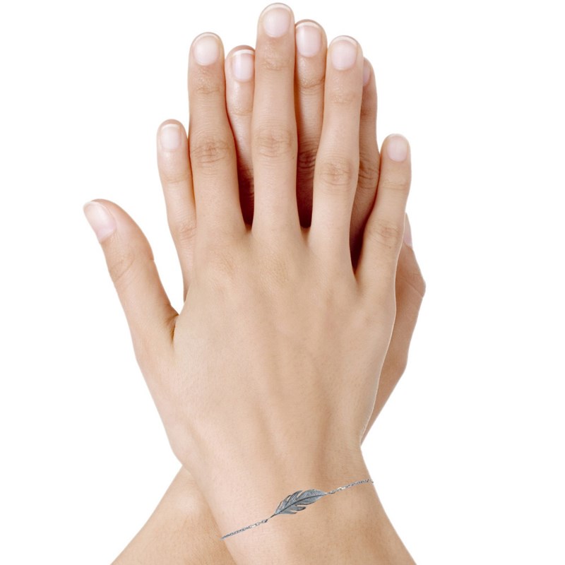 Bracelet Argent 925 Rhodié Petite Plume - vue 2