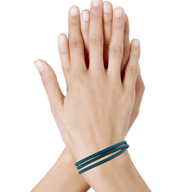 Bracelet Femme Cuir Plat Fermoir Acier Inoxydable - Classics - Turquoise - vue 2