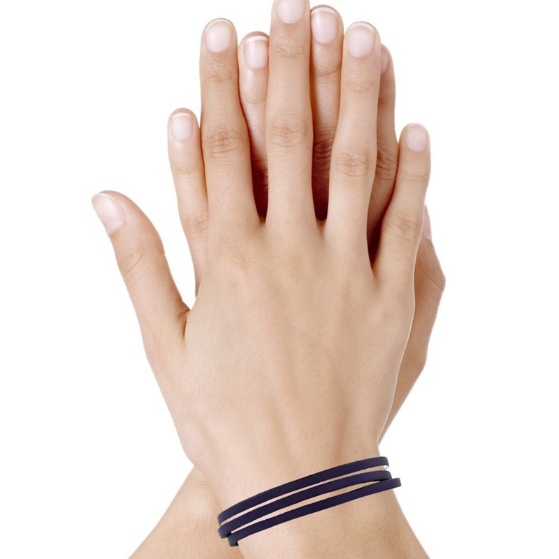 Bracelet Femme Cuir Plat Fermoir Acier Inoxydable - Classics - Violet - vue 2