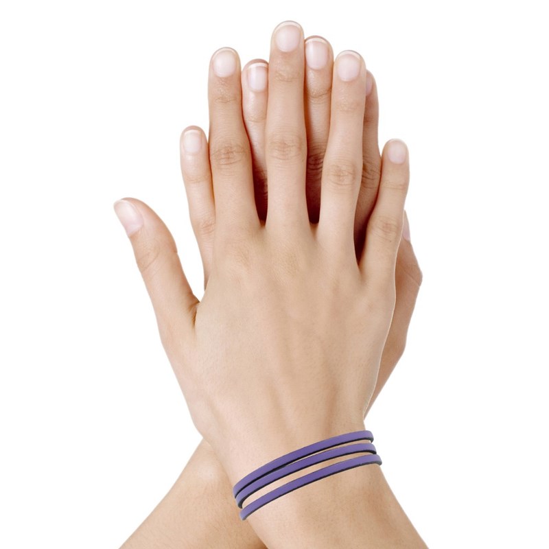 Bracelet Femme Cuir Plat Fermoir Acier Inoxydable - Classics - Violet - vue 3