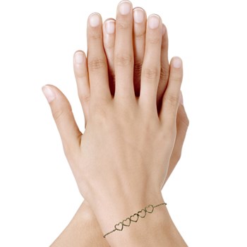 Bracelet Plaqué Or Cinq Petit Coeurs