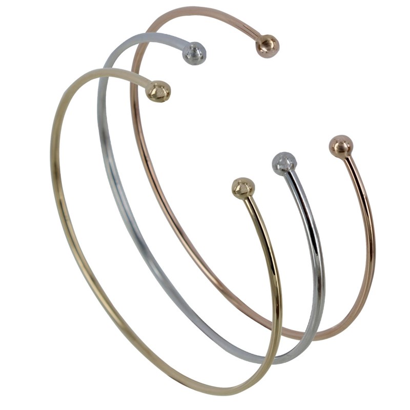 Bracelet Plaqué Or Demi Jonc Deux Perles - vue 4
