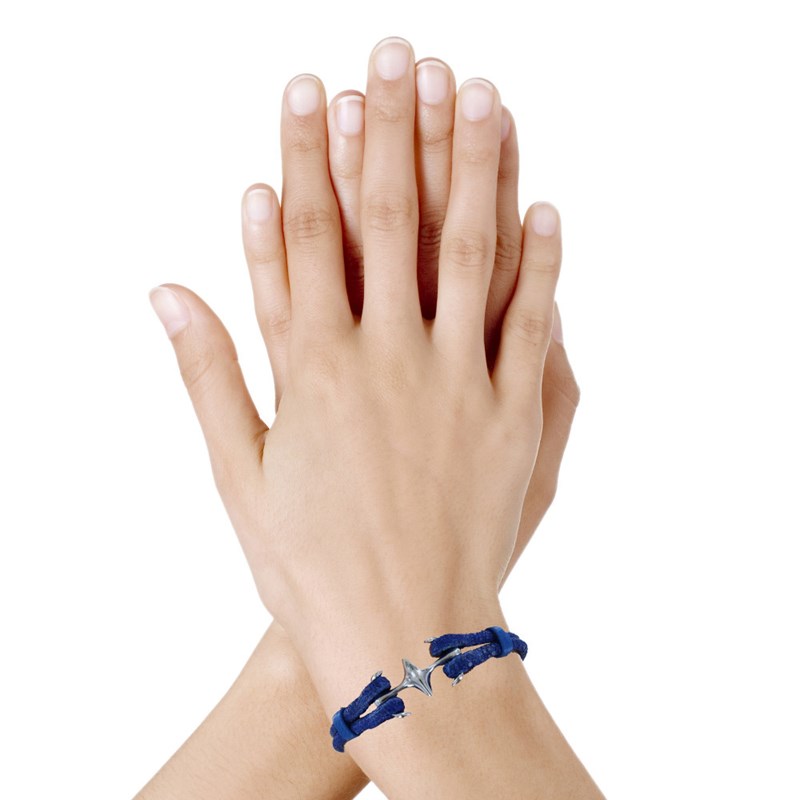 Bracelet Mixte Argent 925 Rhodié Double Ancre et Cuir - 18cm Colors - Azur - vue 2