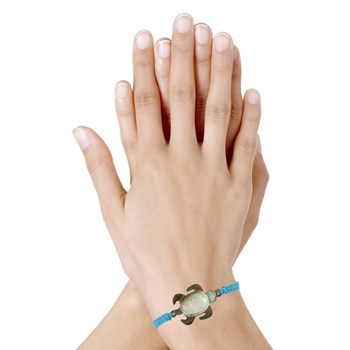 Bracelet Tortue Nacre Grise Lien Tréssé - Turquoise