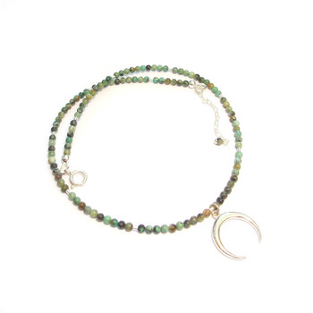 Green Turquoise Half Moon Necklace