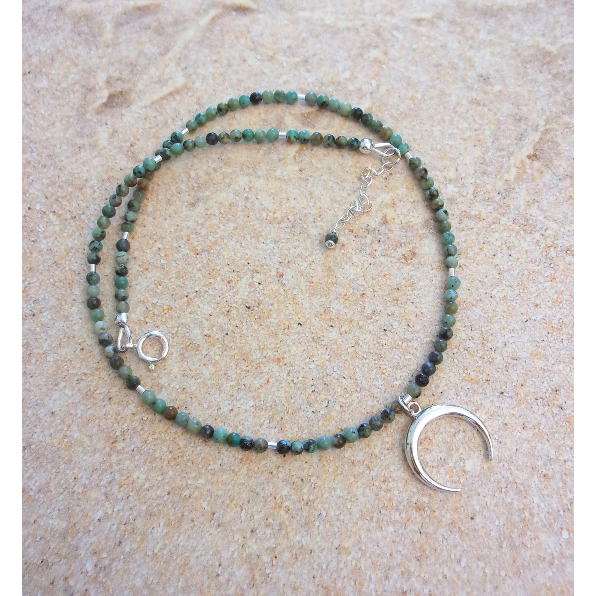 Collier Turquoise Verte Demi-Lune - vue 2