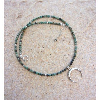 Green Turquoise Half Moon Necklace