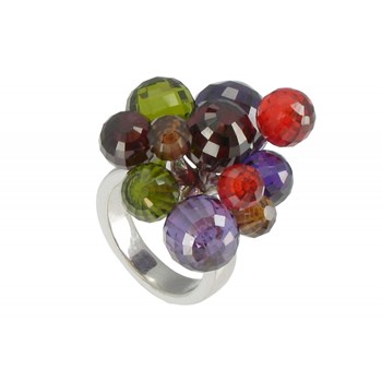 Ring Planets of Flowers Silver 925 and Multicolored Zirconias