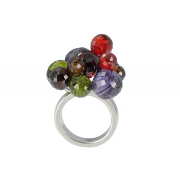 Ring Planets of Flowers Silver 925 and Multicolored Zirconias